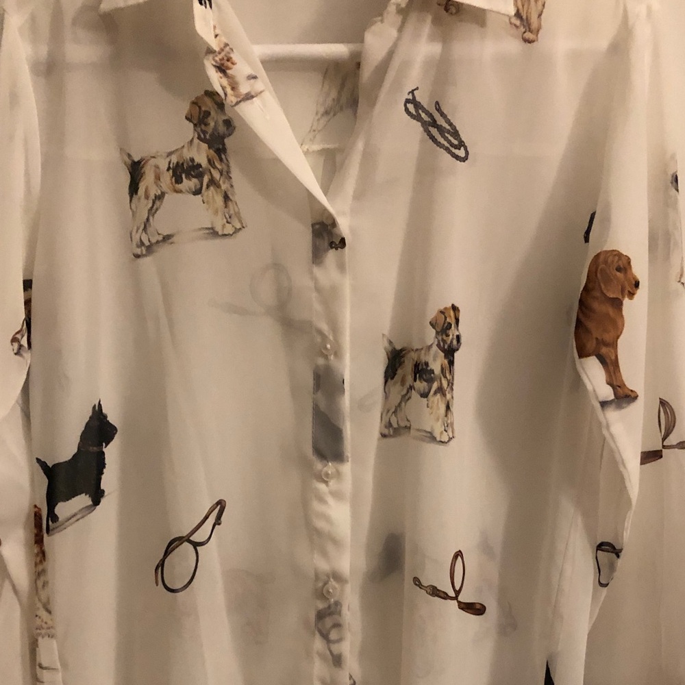 Dog Print Sheer Blouse - Picture 3 of 4